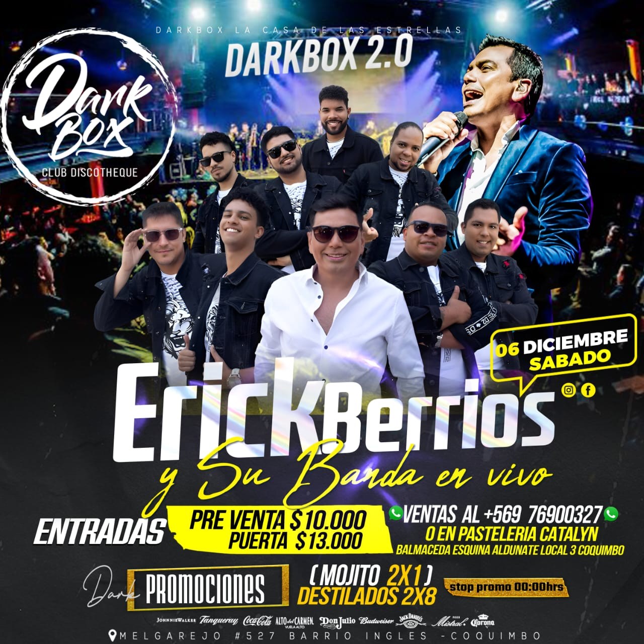 SÁBADO IMPERDIBLE JUNTO AL GRAN ERICK BERRIOS Y SU BANDA